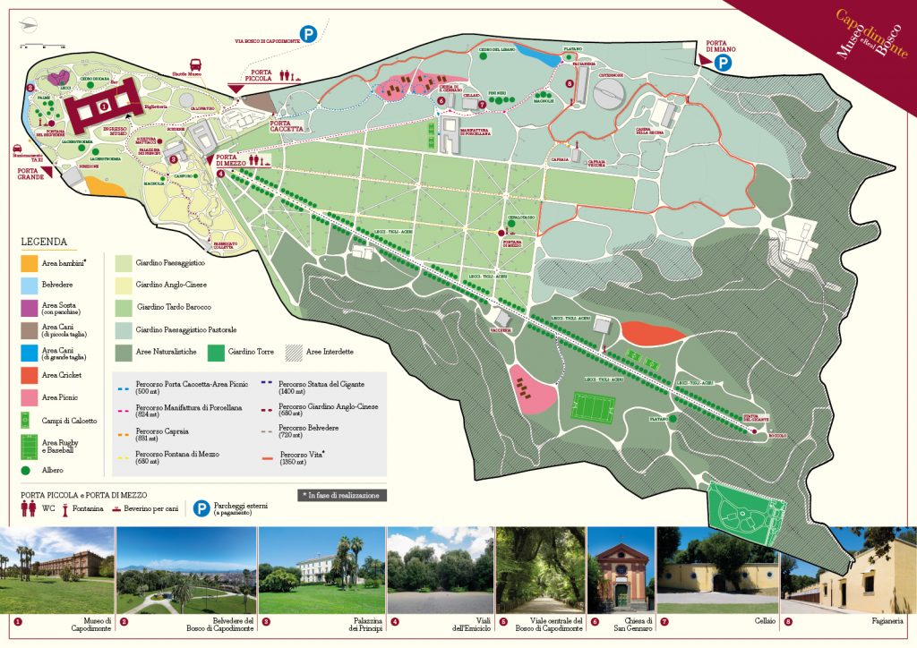 Karte des Museums und der Gärten von Capodimonte