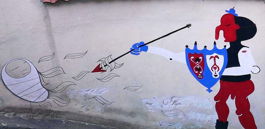 ナポリのスペイン地区でのCyop＆Kafによる壁画