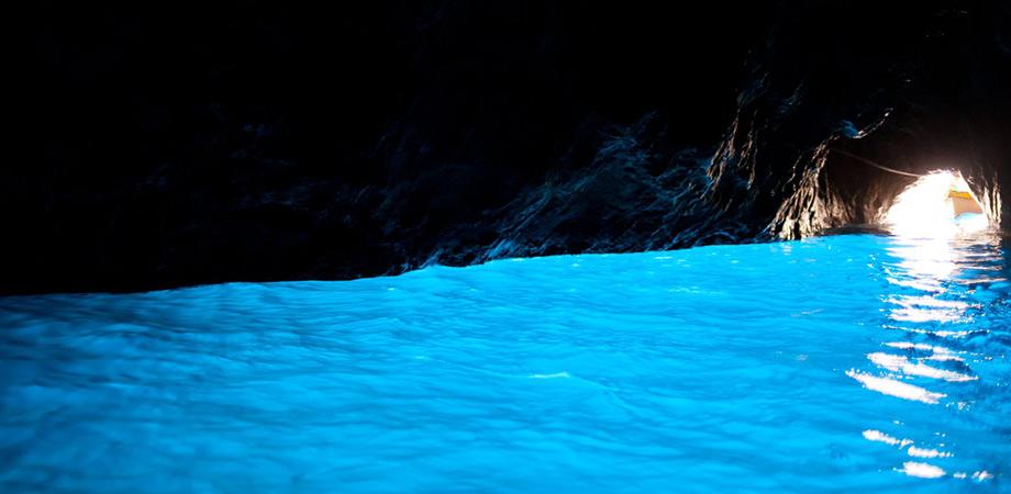The interior of the Blue Grotto in Capri