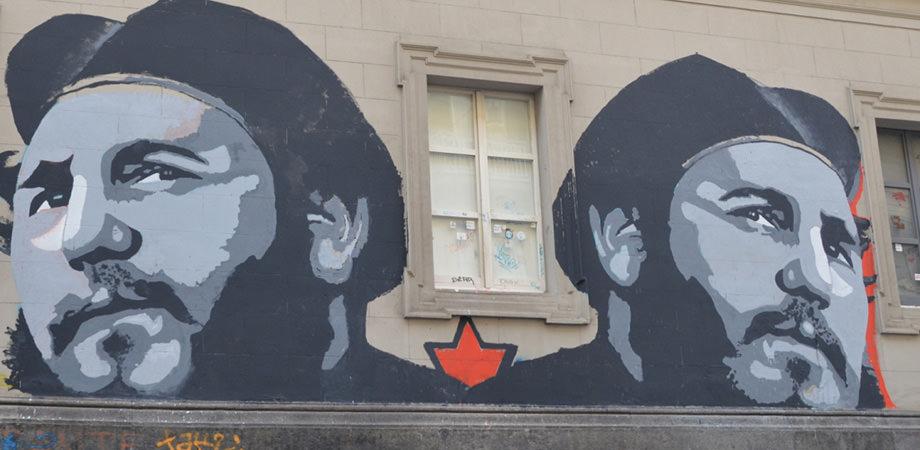 The mural of Fidel Castro in via Mezzocannone in Naples