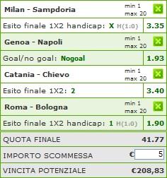 Pronostici scommesse 6a giornata