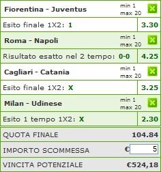 Pronostici scommesse 8a giornata