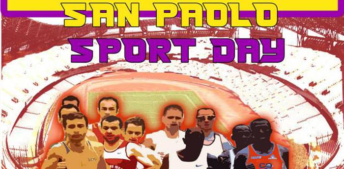 Cartel de San Paolo Sport Day en el estadio de Nápoles