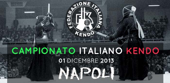 Cartaz do Campeonato Italiano de Kendo que acontecerá no Soccavo Multifuncional em Nápoles