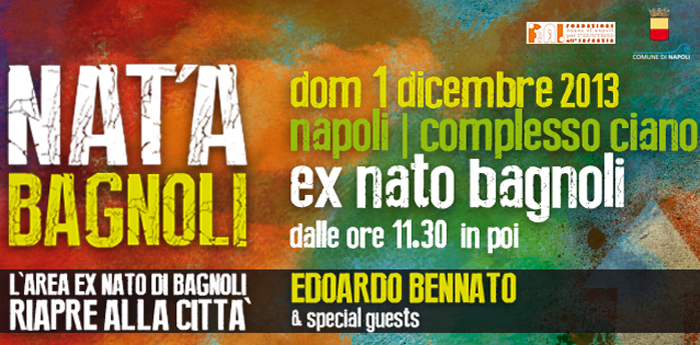 póster del evento de Nat'a Bagnoli que se celebrará en la antigua base de Bagnoli en Nápoles