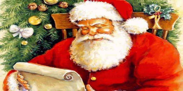 Der Weihnachtsmann schreibt einen Brief an die Kinder