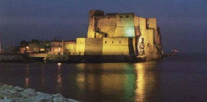 Castel dell'Ovo in Neapel, richtete eine Lebende Krippe ein