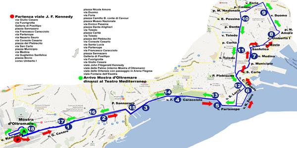 die Stadtrundfahrt des Halbmarathons Mostra d'Oltremare