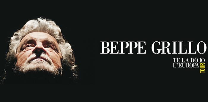 poster of the show of Beppe Grillo I give you the Europe