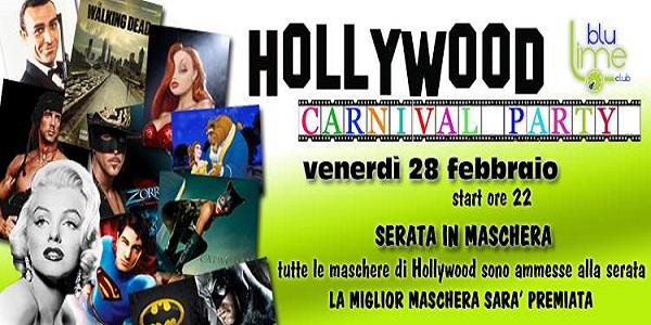 Cartel de la fiesta de Carnaval de Hollywood en Blulime en Nápoles