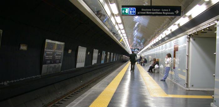 Subway station 1 line in Naples, public transport strike