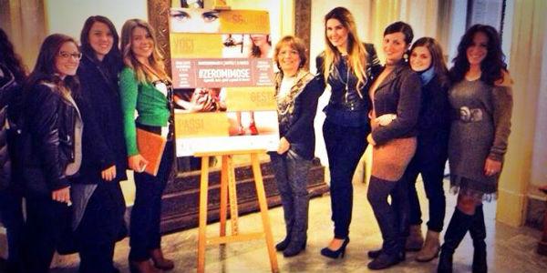 Alessandra Clemente and her staff for the Zeromimose initiative for the Women's Day in Naples