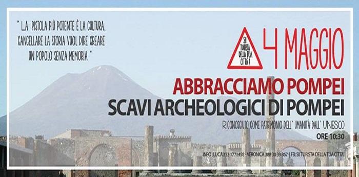 Flashmob Poster Umarmung Pompei, um die archäologischen Ausgrabungen zu retten