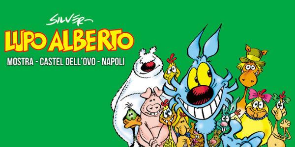 Plakat der Ausstellung von Lupo Alberto im Castel dell'Ovo in Neapel