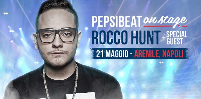 cartaz da pepsi beat on stage tour com caça ao rocco em Nápoles