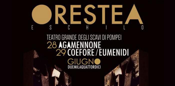 Poster der Orestea-Show im Teatro Grande in Pompeji