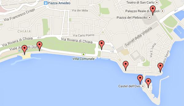 Carte du Lungomare di Napoli pour le Nouvel An 2015