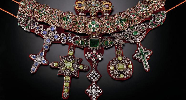 Jewel with precious stones from the Museum of the Treasure of San Gennaro in Naples