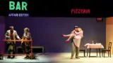 Saída de Fausto Paravidino no palco do teatro Piccolo Bellini