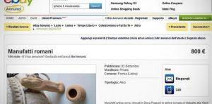 Reperti romani di Pozzuoli su eBay: "li cedo per necessità"