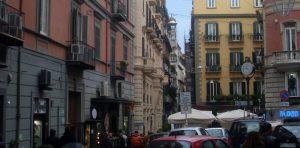 Neapel, Chiaia Bereich Verkehrsblock für Weihnachten