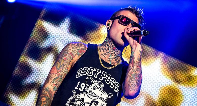 Fedez in concert at the Duel Beat in Naples