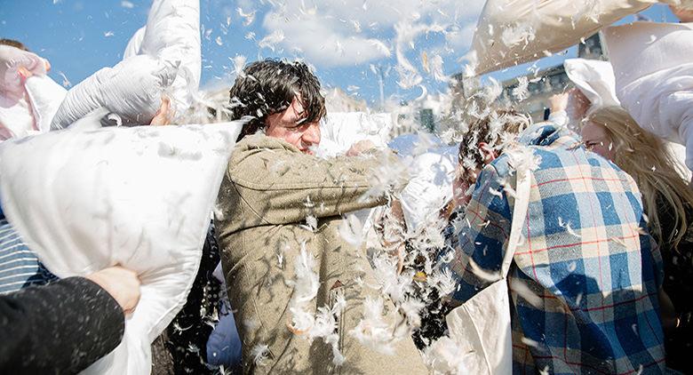 World Day of Pillow Fight in Naples