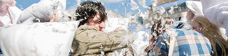 Pillow fight in Naples