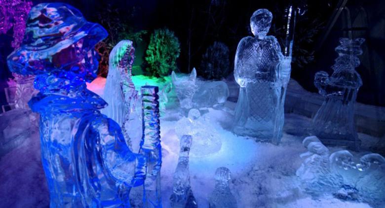 Ice nativity scene in Piazza Garibaldi in Naples