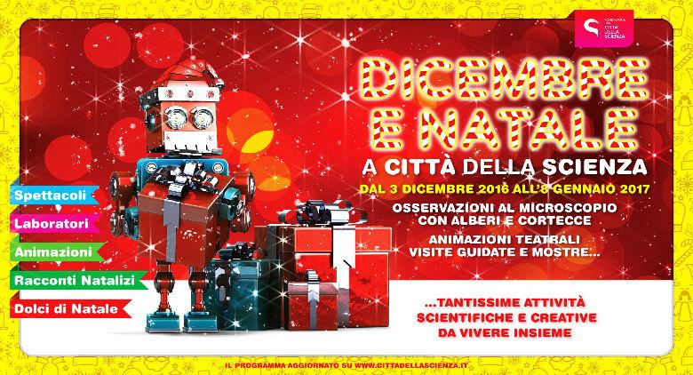 Banner attività di Natale di Città della Scienza