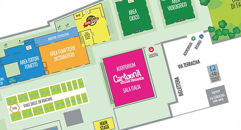 O mapa da Comicon 2017 na Mostra d'Oltremare em Nápoles