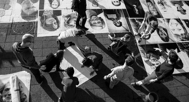 On the Seafront of Naples, Inside Out, JR's global work of art is inaugurated