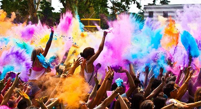 The Holi Festival 2017, the colorful party of young people in Avella