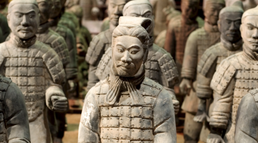 The terracotta army on display in Naples in the Basilica of the Holy Spirit