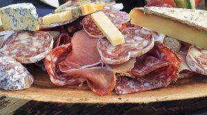 Salami and cheese plate