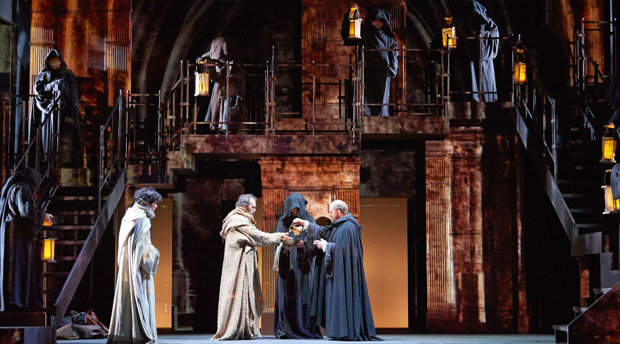 The name of the rose on stage at the Bellini Theater in Naples