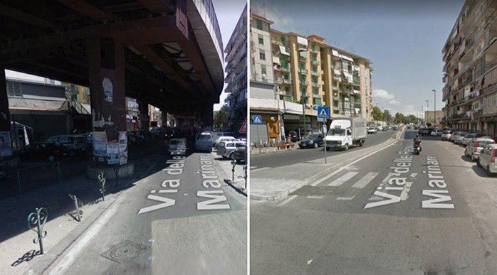 Via delle Repubbliche Marinare comparación sin viaducto