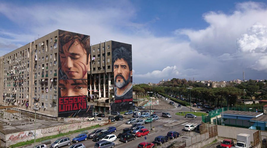 The new murals of Jorit in San Giovanni a Teduccio in Naples is Human Being