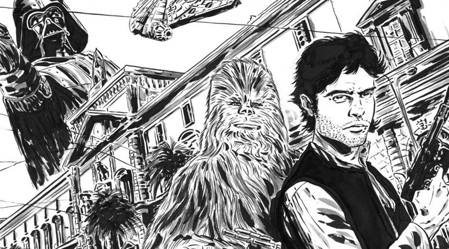 Disegno in omaggio a Han Solo al Mann di Napoli