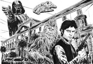 Han Solo disegnato con il Mann di Napoli