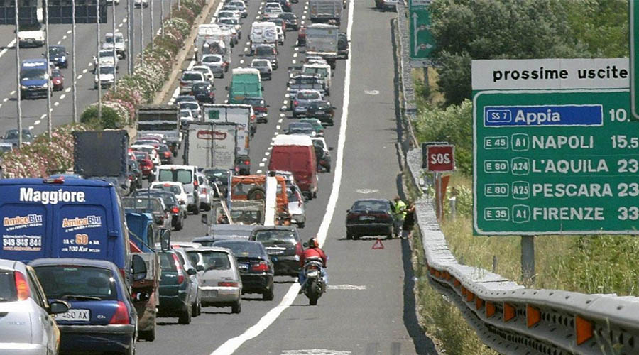 Cars queuing on the highway