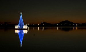 Árbol de navidad flotando en bacoli