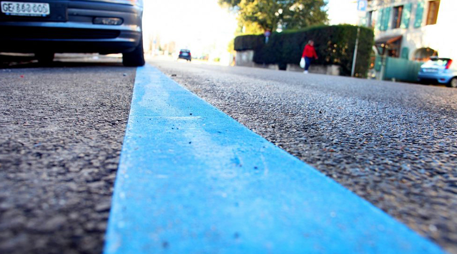 Car parking blue stripes