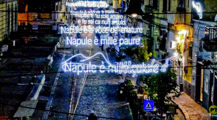 Illuminated work dedicated to Pino Daniele