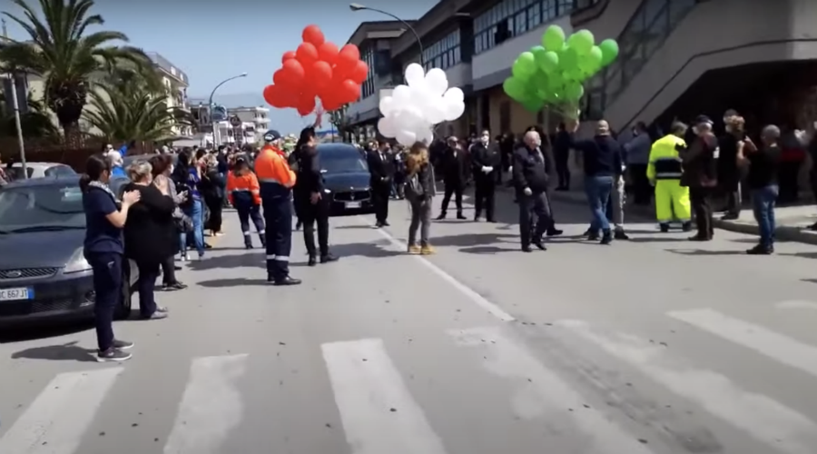 Funeral procession in Saviano