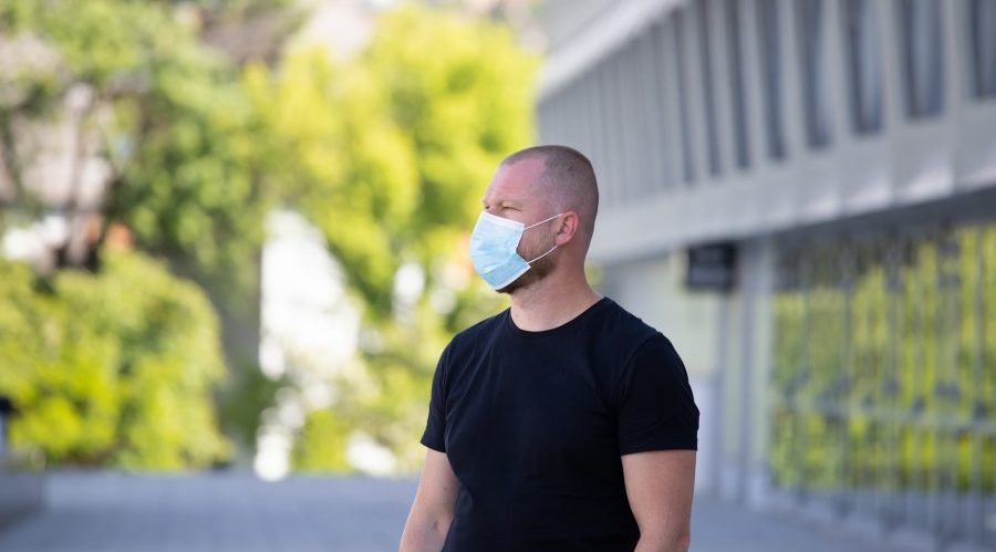 Man with protective mask