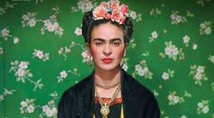 affiche de l'exposition sur Frida Kahlo au Palazzo Fondi : the Chaos Inside avec des oeuvres inédites et un film 10D