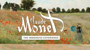 плакат Клода Моне Immersive Experience в Неаполе: выставка с виртуальной реальностью, цветами и светом