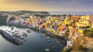 The San Carlo Theater in Procida with free concerts on the island's balconies and terraces