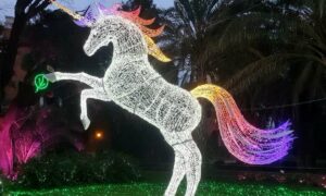 Luci d'Artista in Salerno: die Lichter zwischen Pegasus, Santa Claus und dem großen Baum